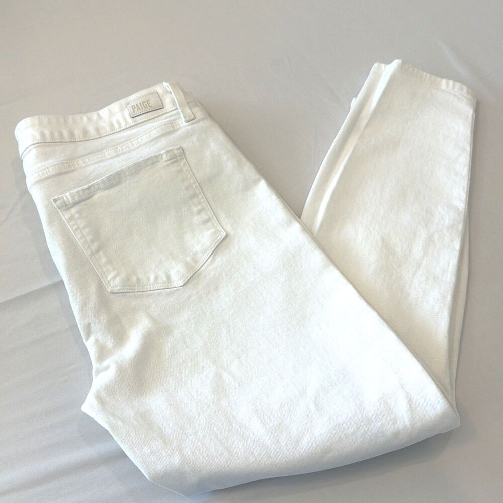 Paige Denim Womens Sz 32 Verdugo Crop Skinny Stretch Jeans White Distressed USA